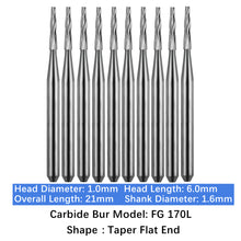 Load image into Gallery viewer, Vakker Dental Carbide Burs FG, Long Shank FG170L Friction Grip 10/pk
