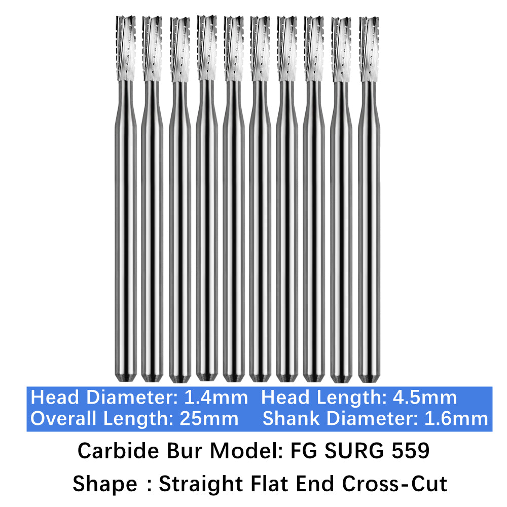 Vakker Dental Carbide Burs FG, SURG Surgical 559 Friction Grip 10/pk