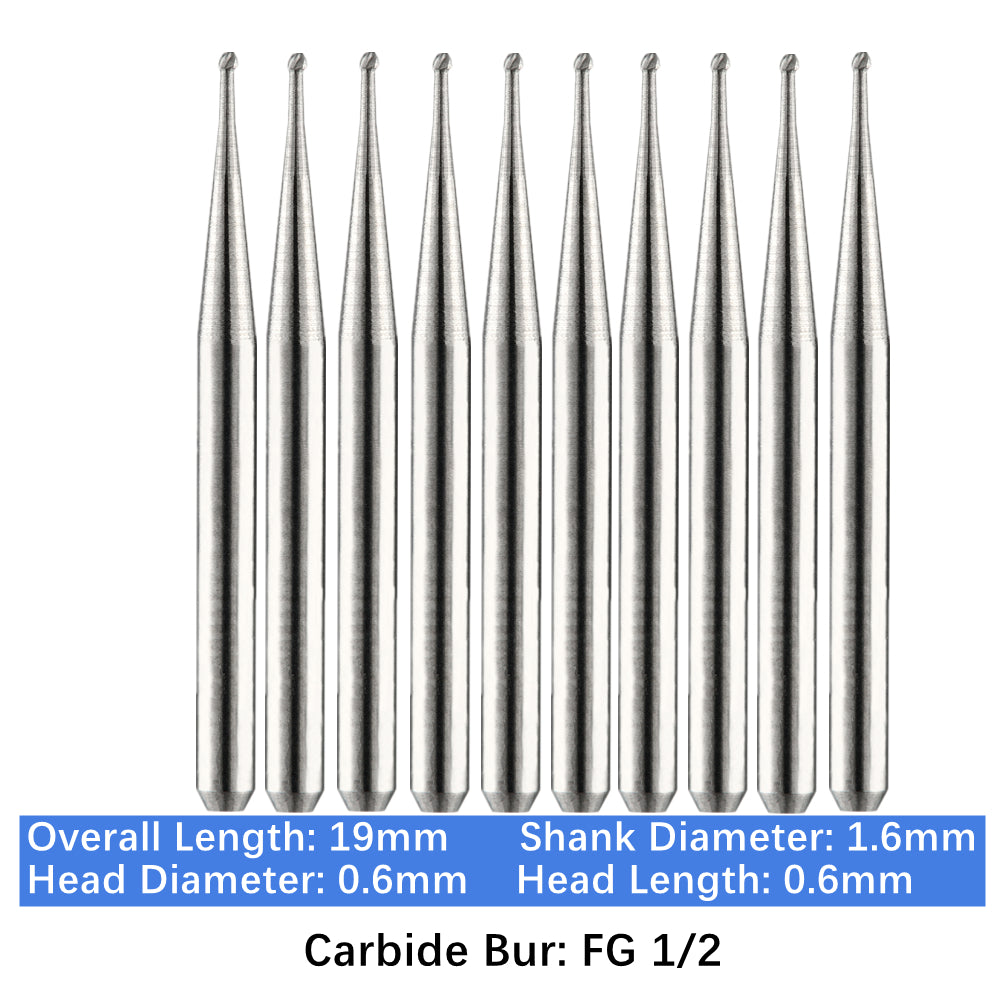 Vakker Dental Carbide Burs FG 1/2 Friction Grip 10/pk