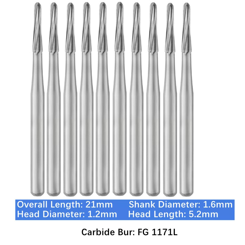Vakker Dental Carbide Burs FG, Long Shank FG1171L Friction Grip 10/pk