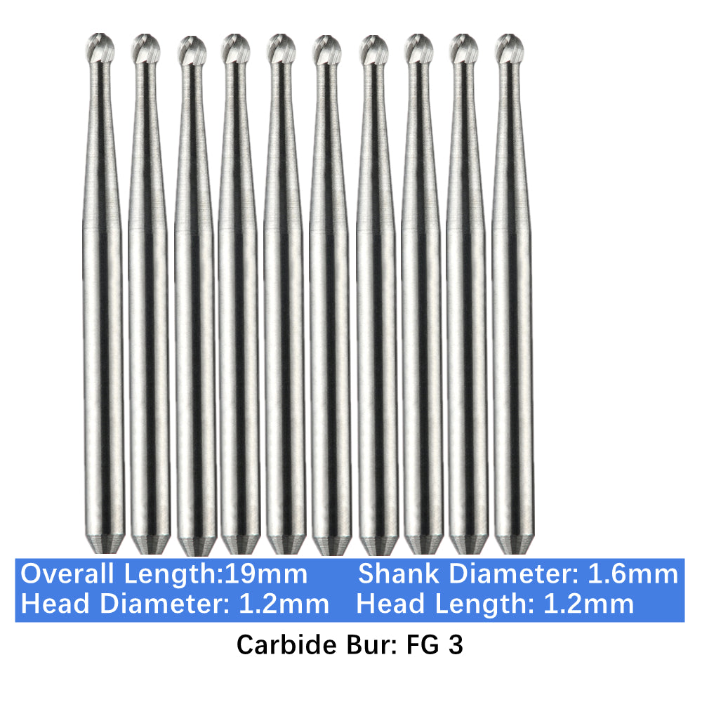 Vakker Dental Carbide Burs FG 3 Friction Grip 10/pk