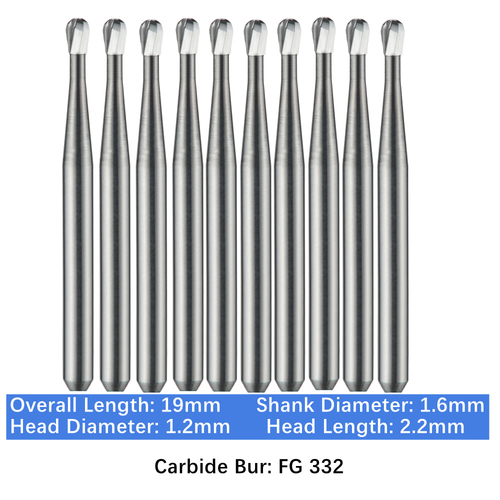 Vakker Dental Carbide Burs FG 332 Friction Grip 10/pk