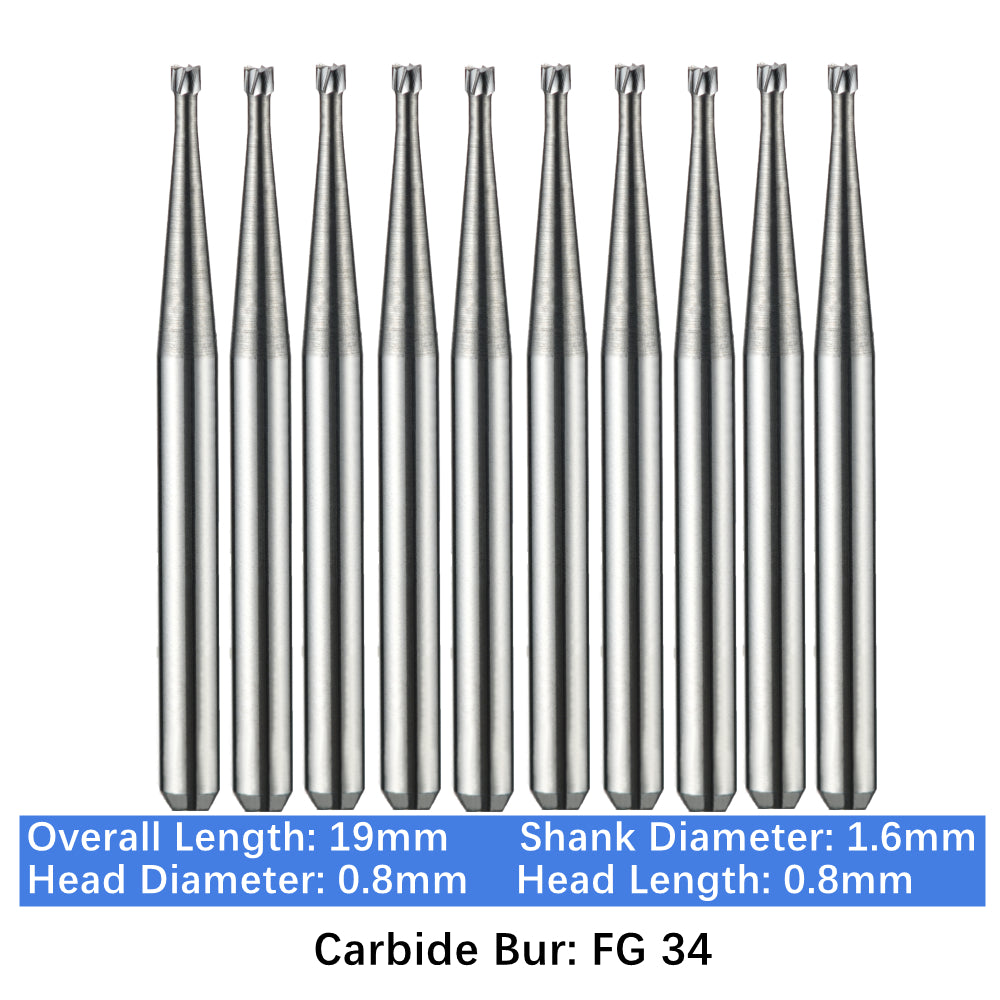 Vakker Dental Carbide Burs FG 34 Friction Grip 10/pk