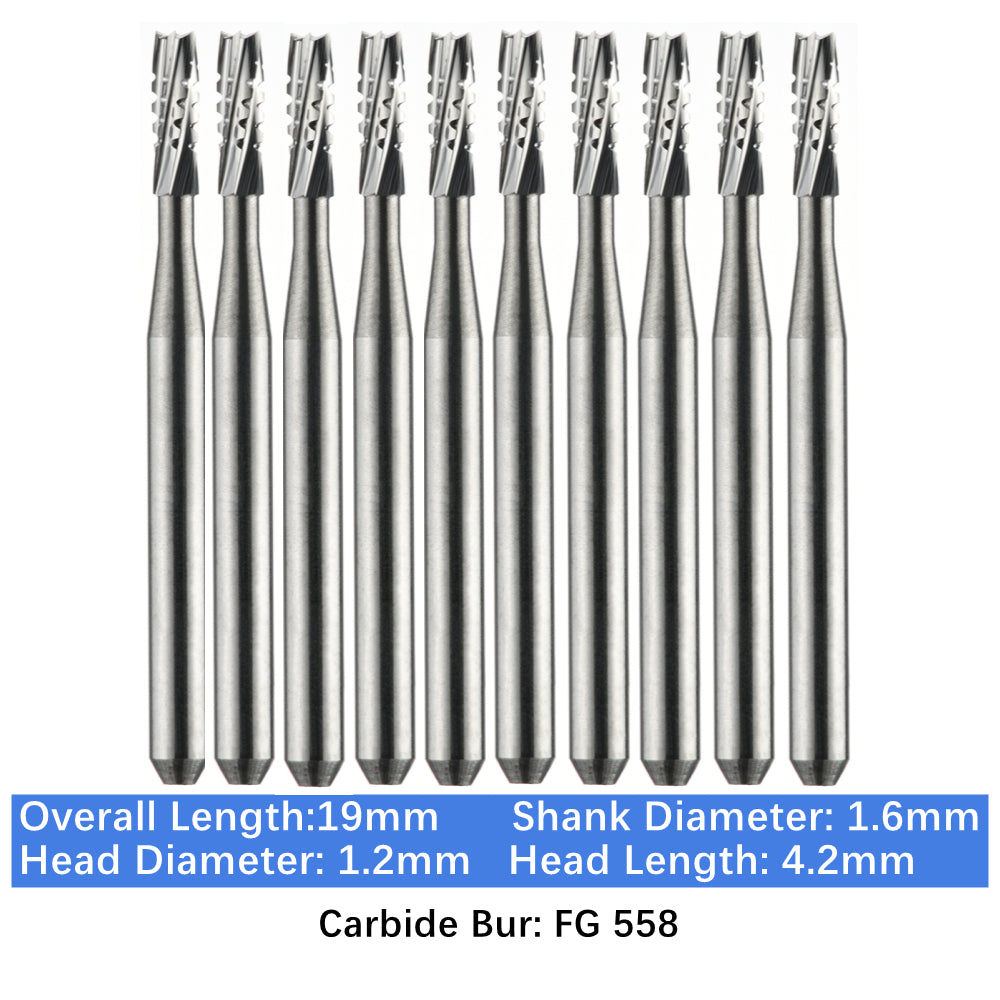 Vakker Dental Carbide Burs FG 558 Friction Grip 10/pk
