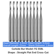 Load image into Gallery viewer, Vakker Dental Carbide Burs FG, Long Shank FG558L Friction Grip 10/pk
