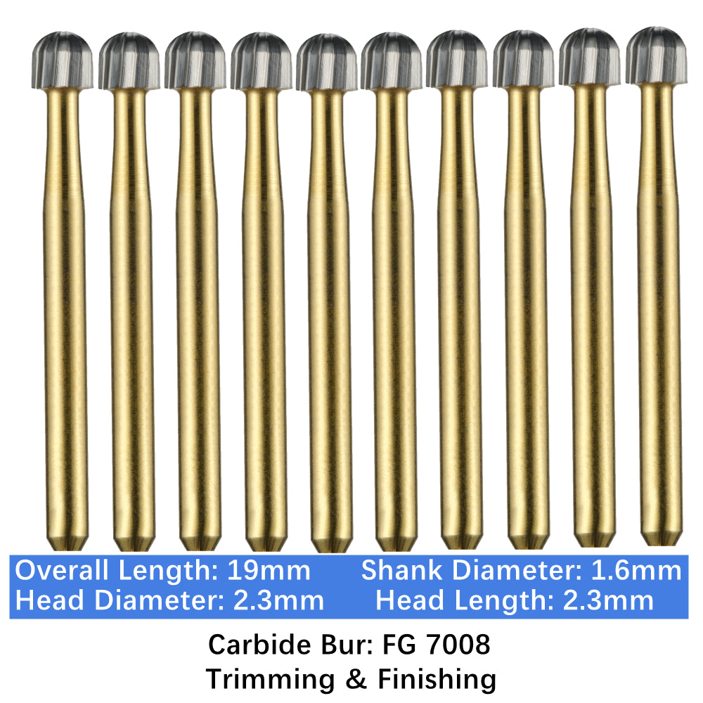 Vakker Dental Carbide Burs Trimming & Finishing T&F FG-7008 Friction Grip 10/pk