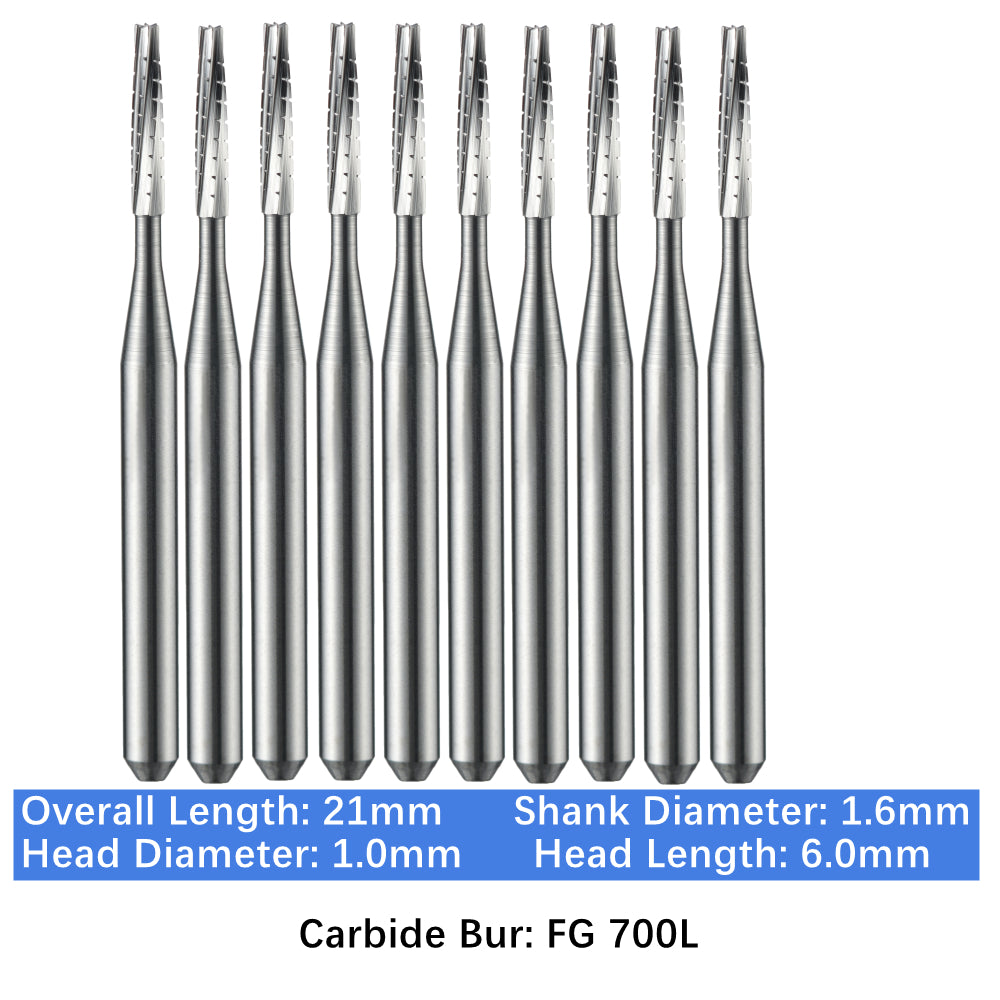 Vakker Dental Carbide Burs FG, Long Shank FG700L Friction Grip 10/pk
