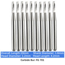 Load image into Gallery viewer, Vakker Dental Carbide Burs FG 701 Friction Grip 10/pk
