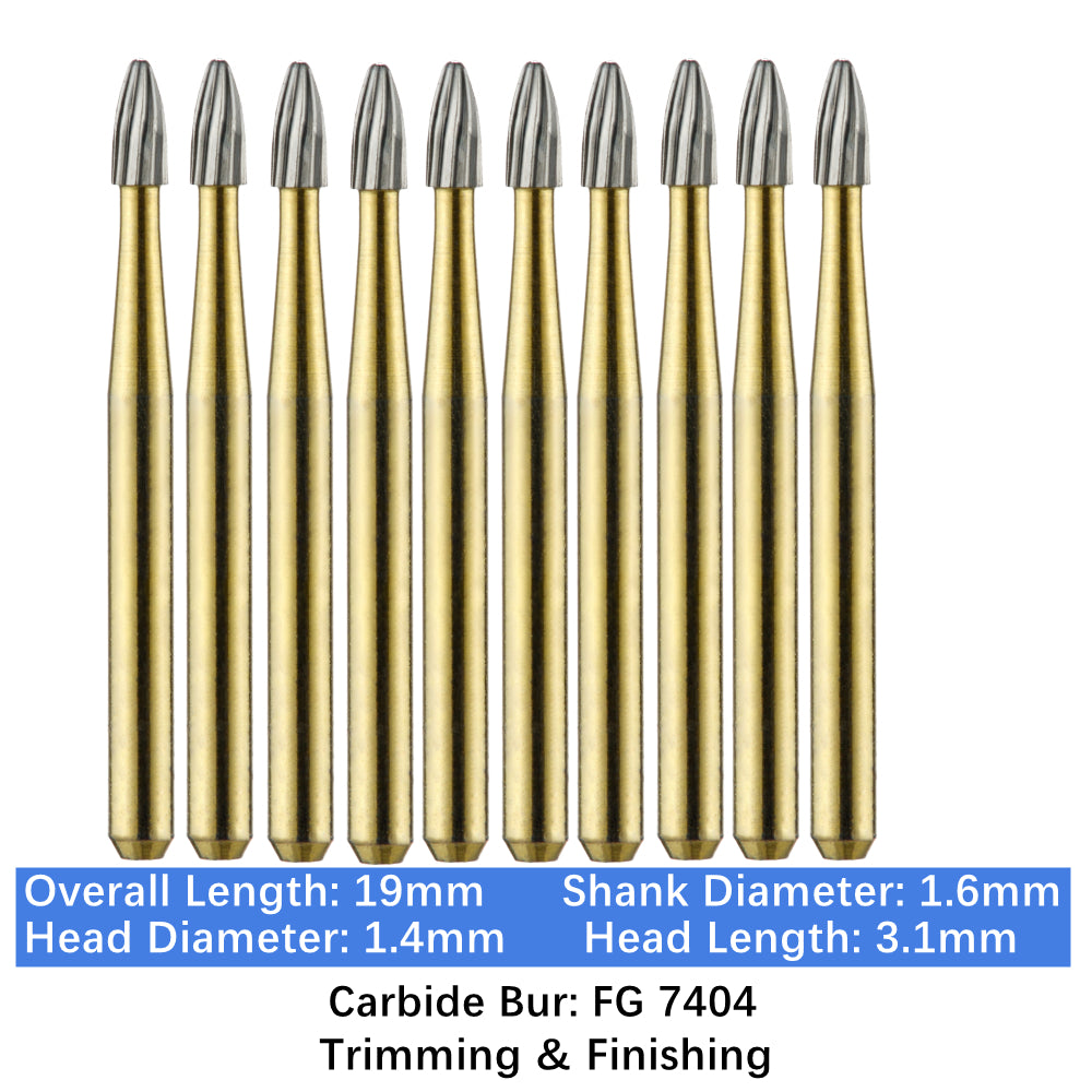 Vakker Dental Carbide Burs Trimming & Finishing T&F FG-7404 Friction Grip 10/pk