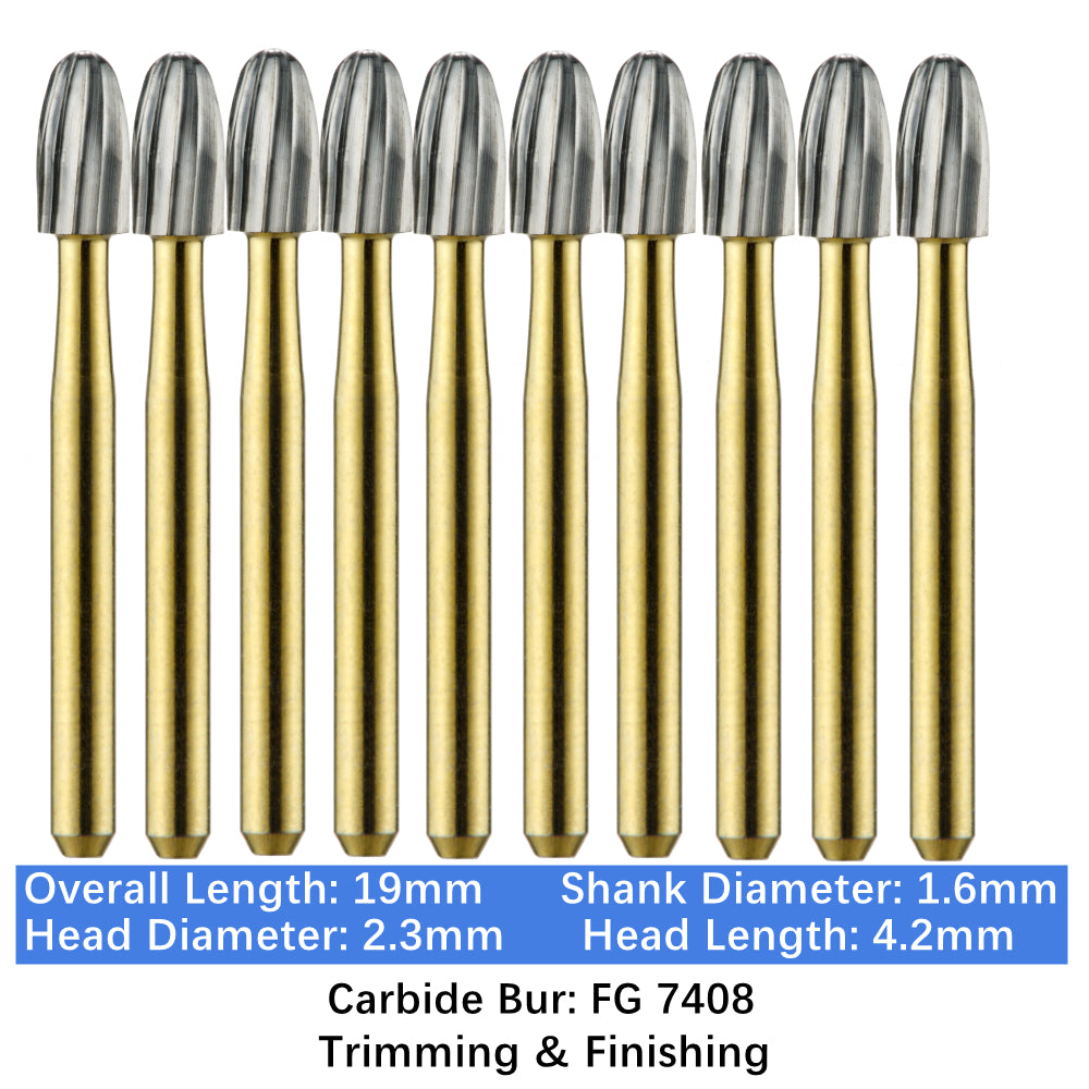 Vakker Dental Carbide Burs Trimming & Finishing T&F FG-7408 Friction Grip 10/pk