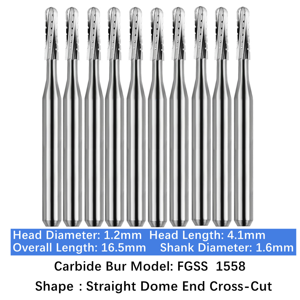 Vakker Dental Carbide Burs FG, Short Shank SS 1558 Friction Grip 10/pk