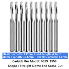 Load image into Gallery viewer, Vakker Dental Carbide Burs FG, Short Shank SS 1558 Friction Grip 10/pk
