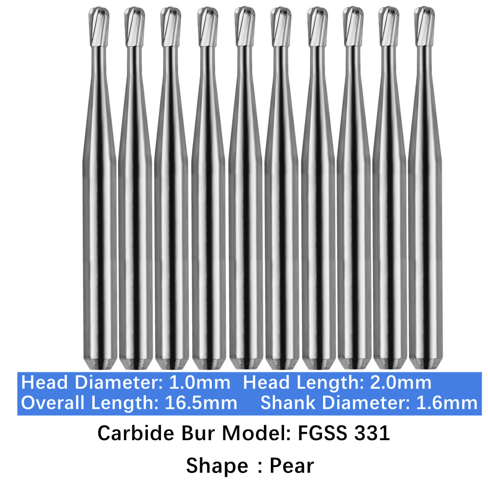 Vakker Dental Carbide Burs FG, Short Shank SS 331 Friction Grip 10/pk