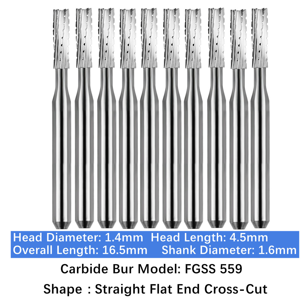 Vakker Dental Carbide Burs FG, Short Shank SS 559 Friction Grip 10/pk