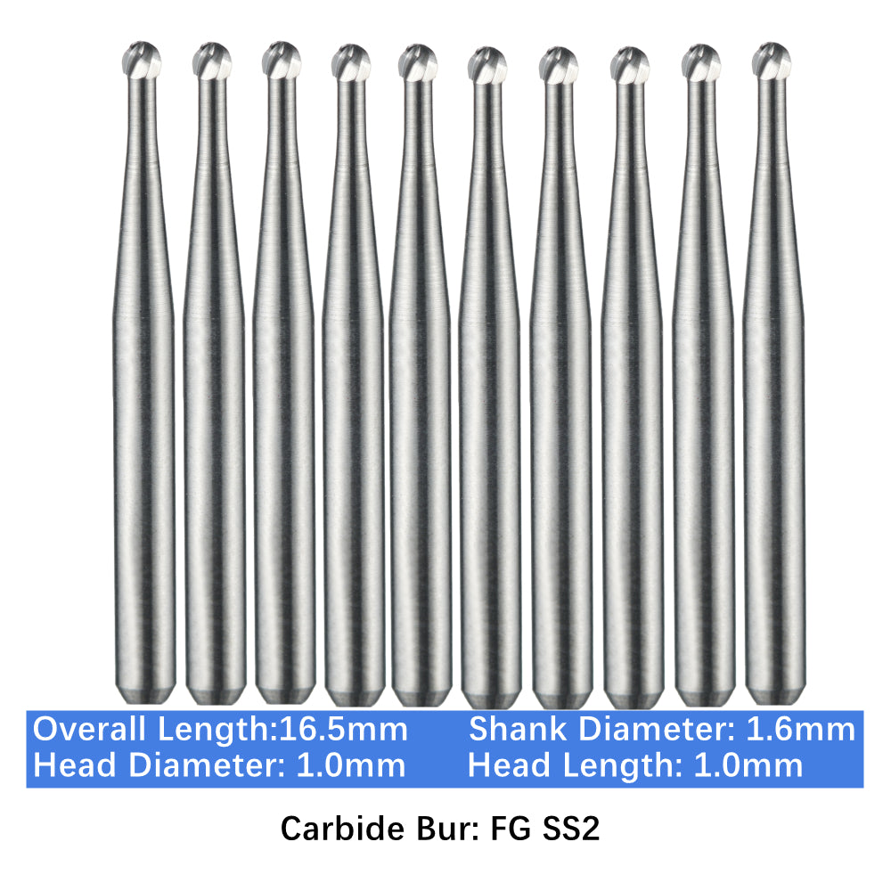Vakker Dental Carbide Burs FG, Short Shank SS 2 Friction Grip 10/pk