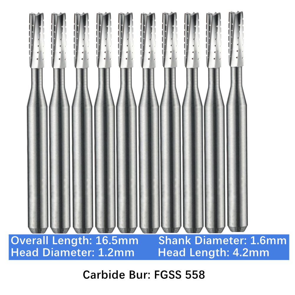 Vakker Dental Carbide Burs FG, Short Shank SS 558 Friction Grip 10/pk