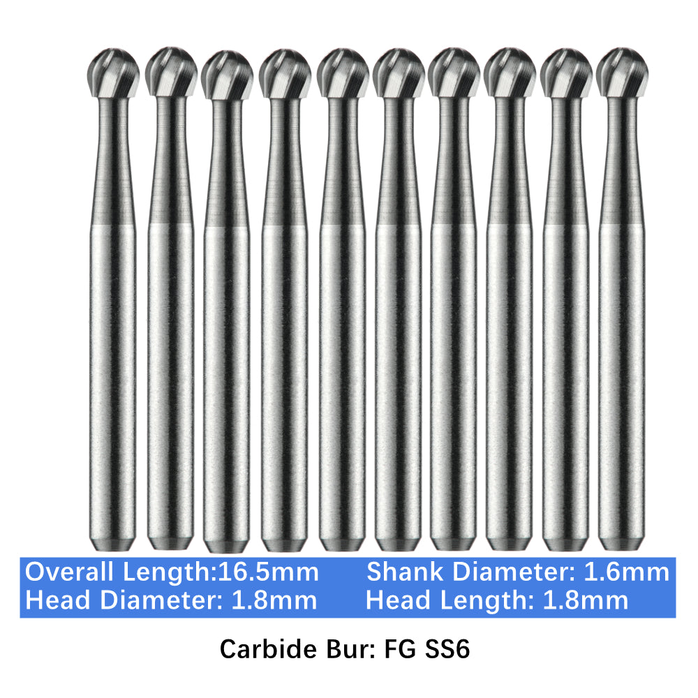 Vakker Dental Carbide Burs FG, Short Shank SS 6 Friction Grip 10/pk