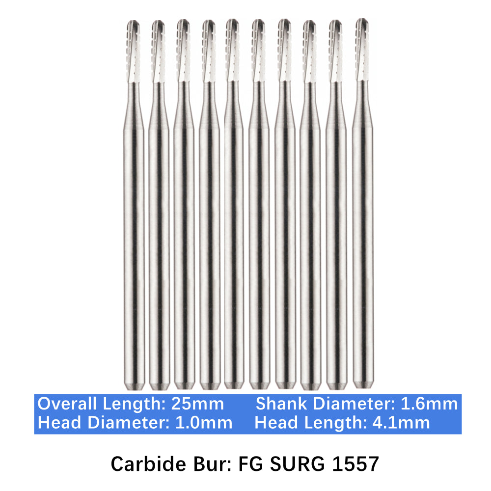 Vakker Dental Carbide Burs FG, SURG Surgical 1557 Friction Grip 10/pk