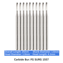 Load image into Gallery viewer, Vakker Dental Carbide Burs FG, SURG Surgical 1557 Friction Grip 10/pk
