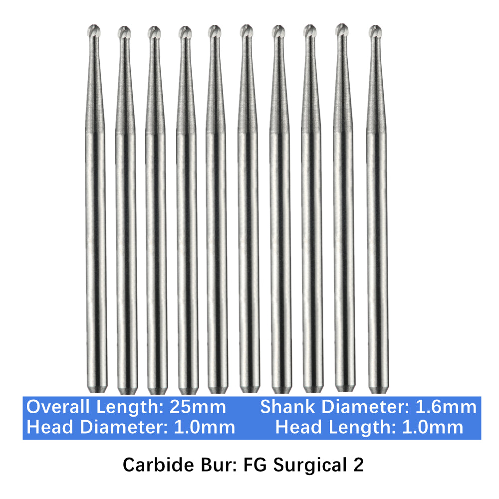 Vakker Dental Carbide Burs FG, SURG Surgical 2 Friction Grip 10/pk