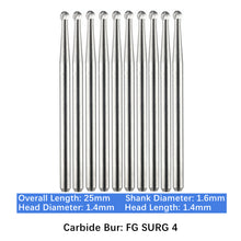 Load image into Gallery viewer, Vakker Dental Carbide Burs FG, SURG Surgical 4 Friction Grip 10/pk

