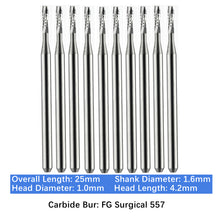 Load image into Gallery viewer, Vakker Dental Carbide Burs FG, SURG Surgical 557 Friction Grip 10/pk
