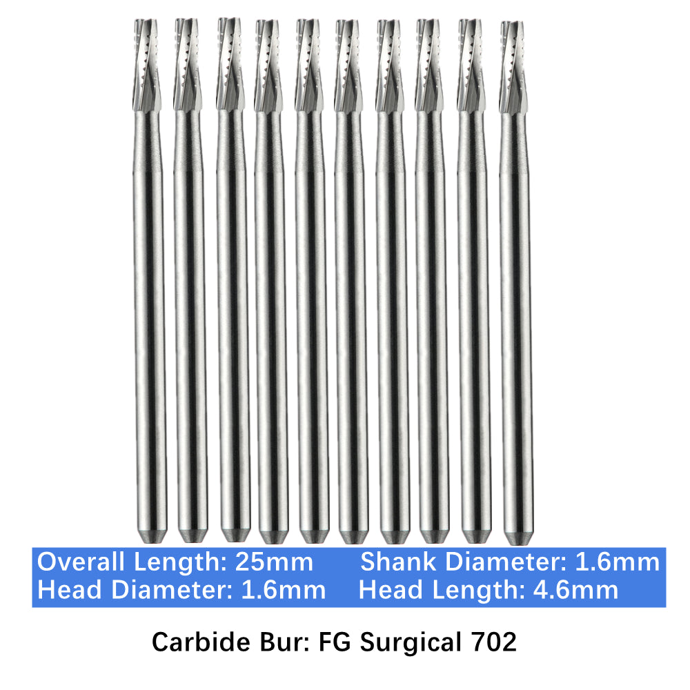 Vakker Dental Carbide Burs FG, SURG Surgical 702 Friction Grip 10/pk