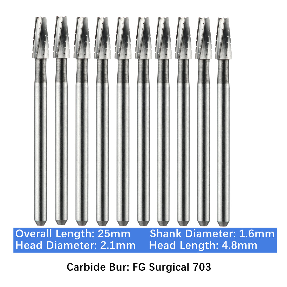 Vakker Dental Carbide Burs FG, SURG Surgical 703 Friction Grip 10/pk