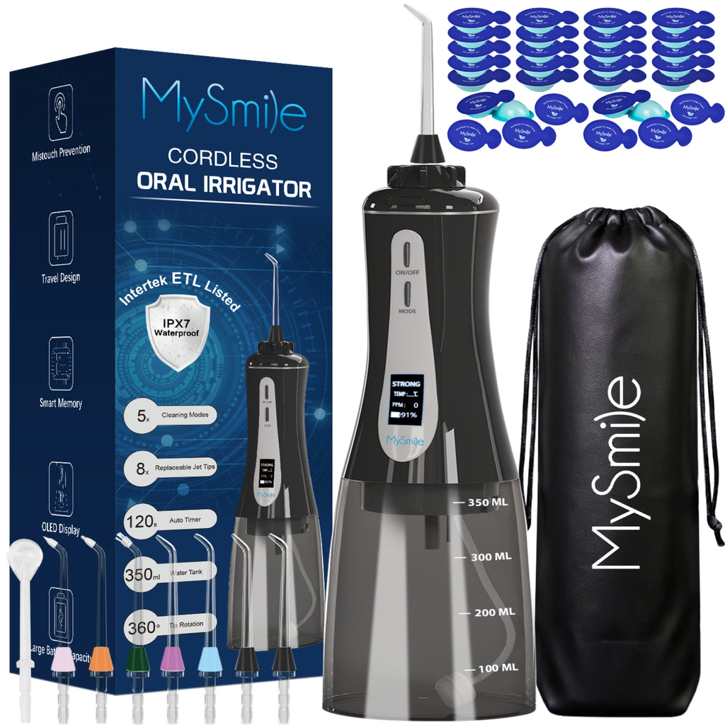 MySmile Portable OLED Oral Irrigator Water Flosser 8 Jet Pick Tips 5 Model