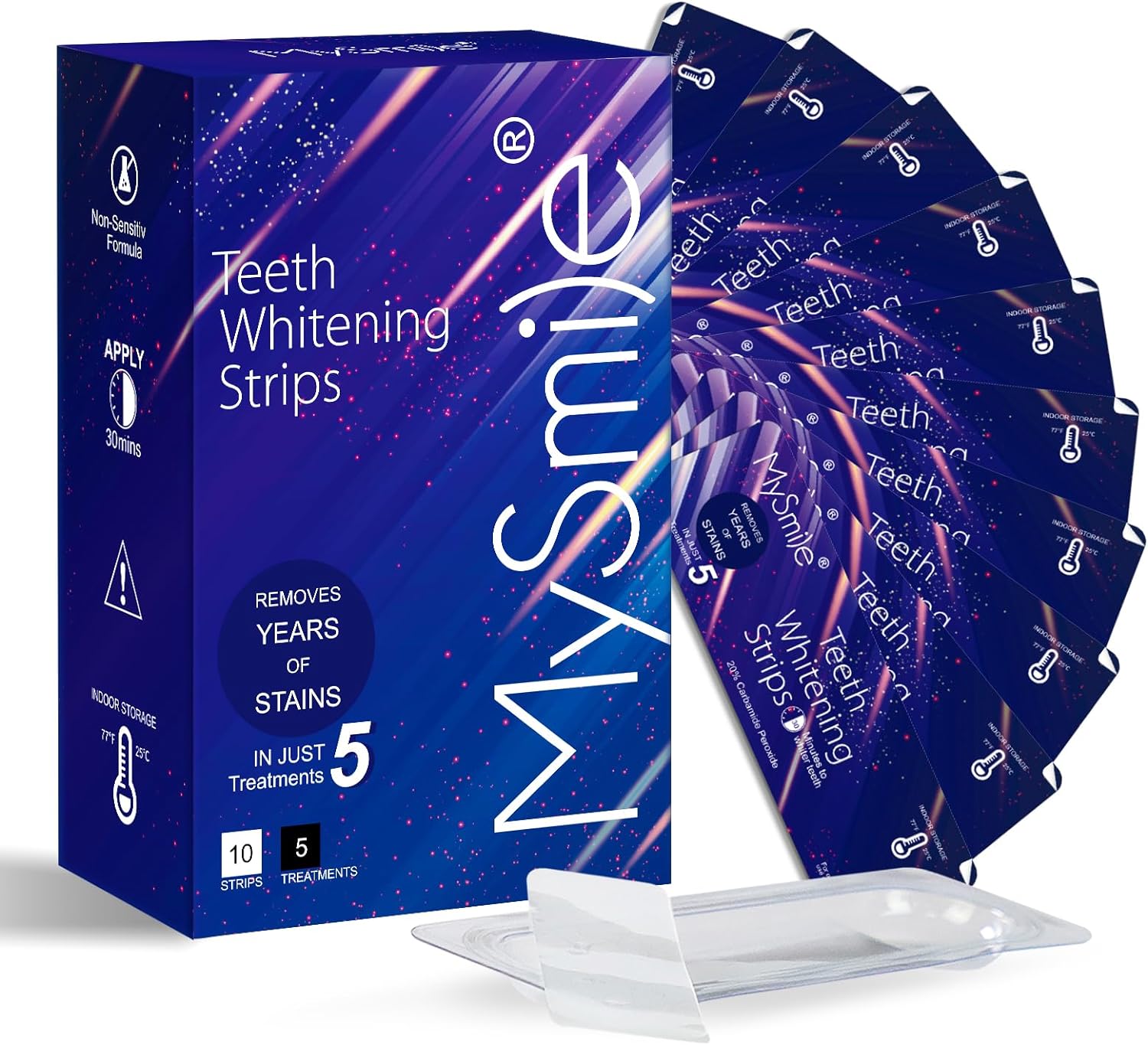 MySmile 10pcs 5 Treatment 20%CP Teeth Whitening Strips 1 Week Tooth Whitener Kit