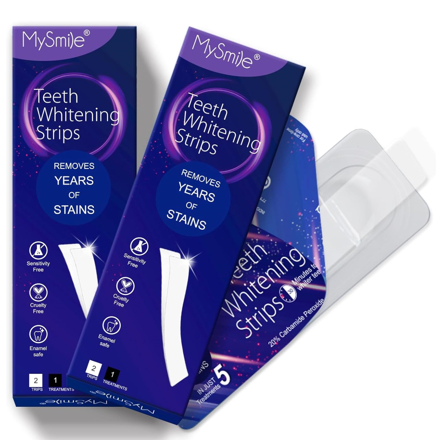 MySmile 10pcs 5 Treatment 20%CP Teeth Whitening Strips 1 Week Tooth Whitener Kit