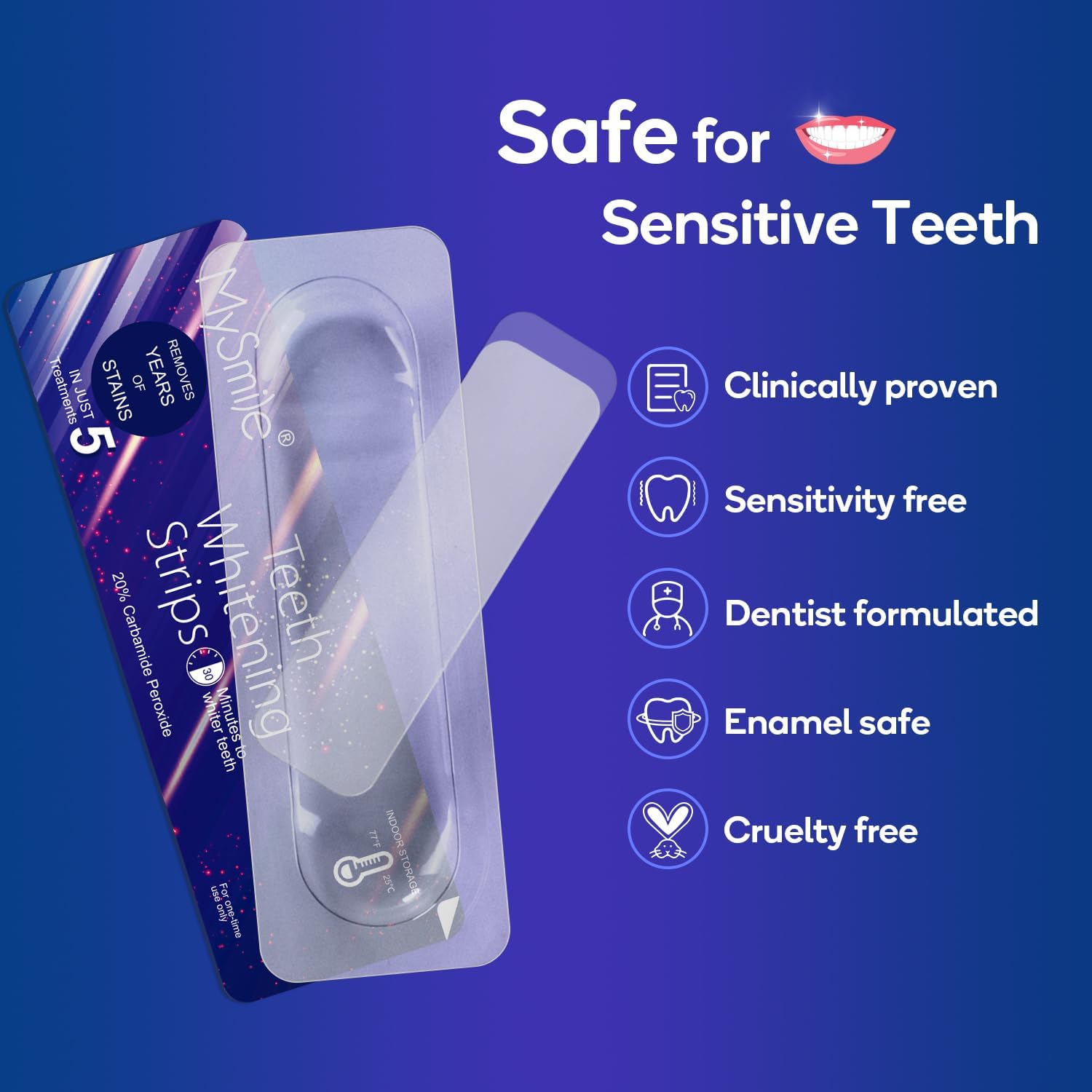 MySmile 10pcs 5 Treatment 20%CP Teeth Whitening Strips 1 Week Tooth Whitener Kit