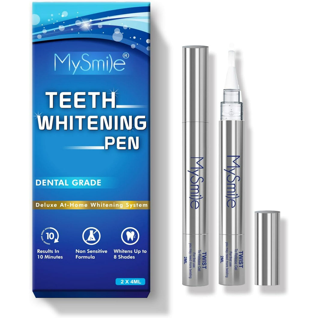 MySmile 2pc 8ml Teeth Whitening Pen Kit,22%CP Teeth Whitening Gel Refill Removes Years Tooth Stains Tooth Whitener 35 Treatments Non Sensitive