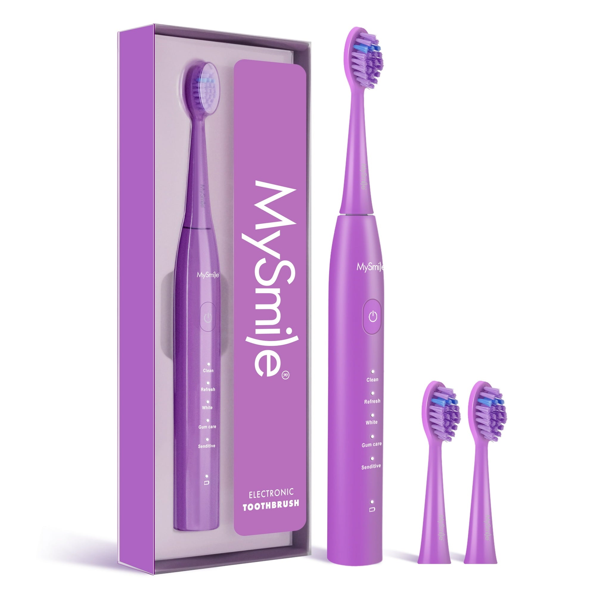 MySmile DY156 Sonic Electric Toothbrush with 3 Brush Heads for Adults, Rechargeable Battery Toothbrush, 2 Mins 5 Modes Smart Timer, 45000VPM, On Charge for 60 Days