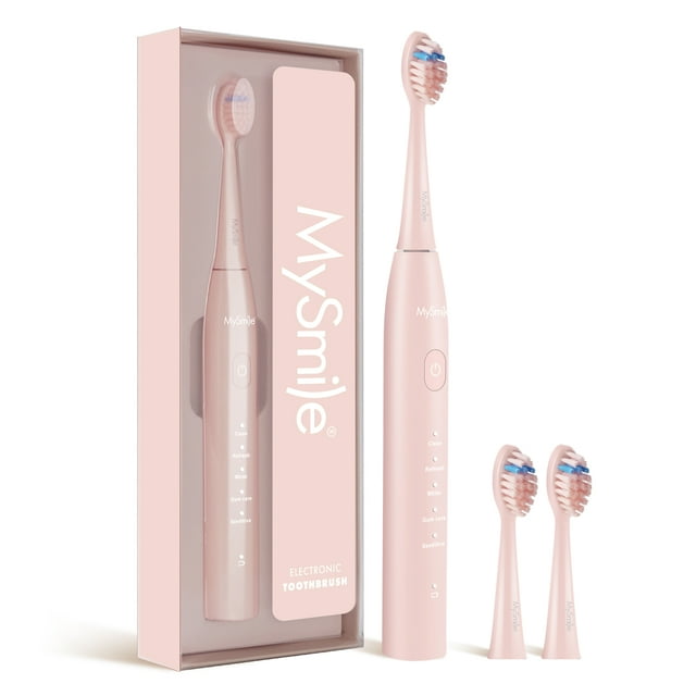MySmile DY156 Sonic Electric Toothbrush with 3 Brush Heads for Adults, Rechargeable Battery Toothbrush, 2 Mins 5 Modes Smart Timer, 45000VPM, On Charge for 60 Days