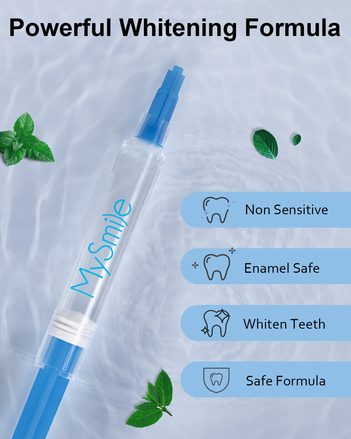 MySmile PAP Teeth Whitening Kit with 5-LED Light 3x3ml PAP Teeth Whitening Gel Syginges, Non Sensitive Whitening Gel Refill Pack Tooth Whitener