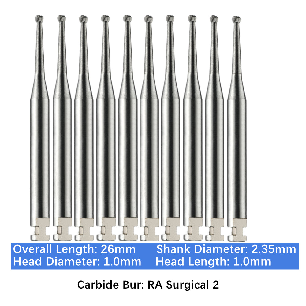 Vakker Dental Carbide Burs Latch Type RA SURG Surgical 2, 10pc/pk