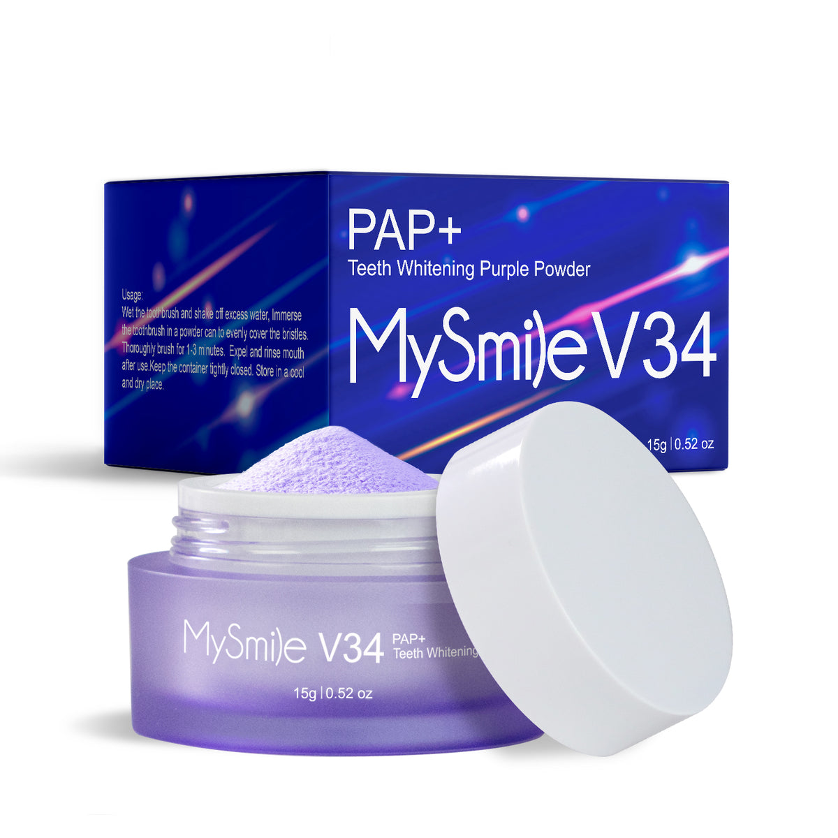 Pap Tooth Powder MySmile V34 PAP Color Corrector Purple Teeth Whitening Powder Kit Remo ...