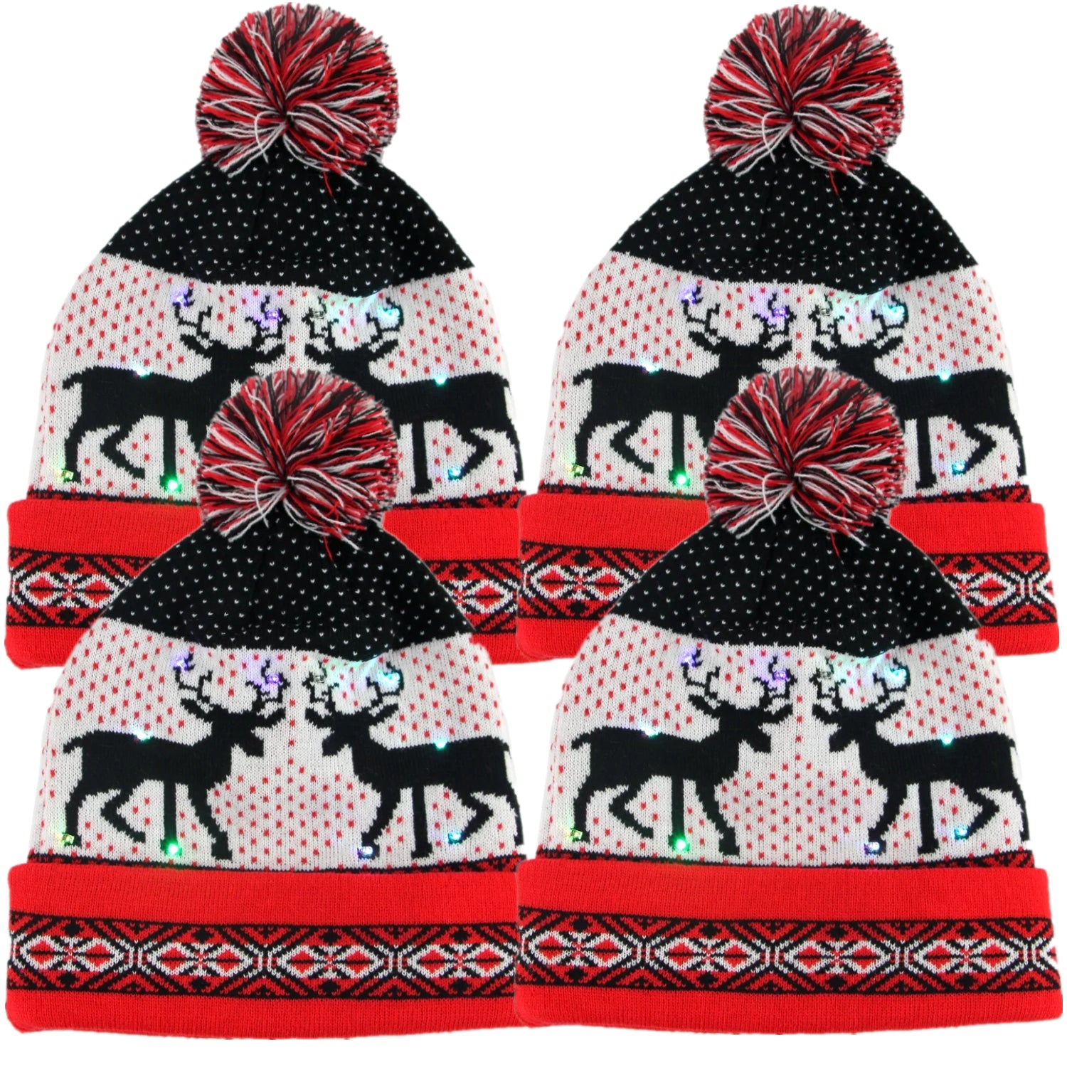 EZGO 10-LED Light up Christmas Hat Santa Knitted Beanie Hat for Adult Kids Cap Unisex Xmas Party Beanie Cap, over 13 Year of Age