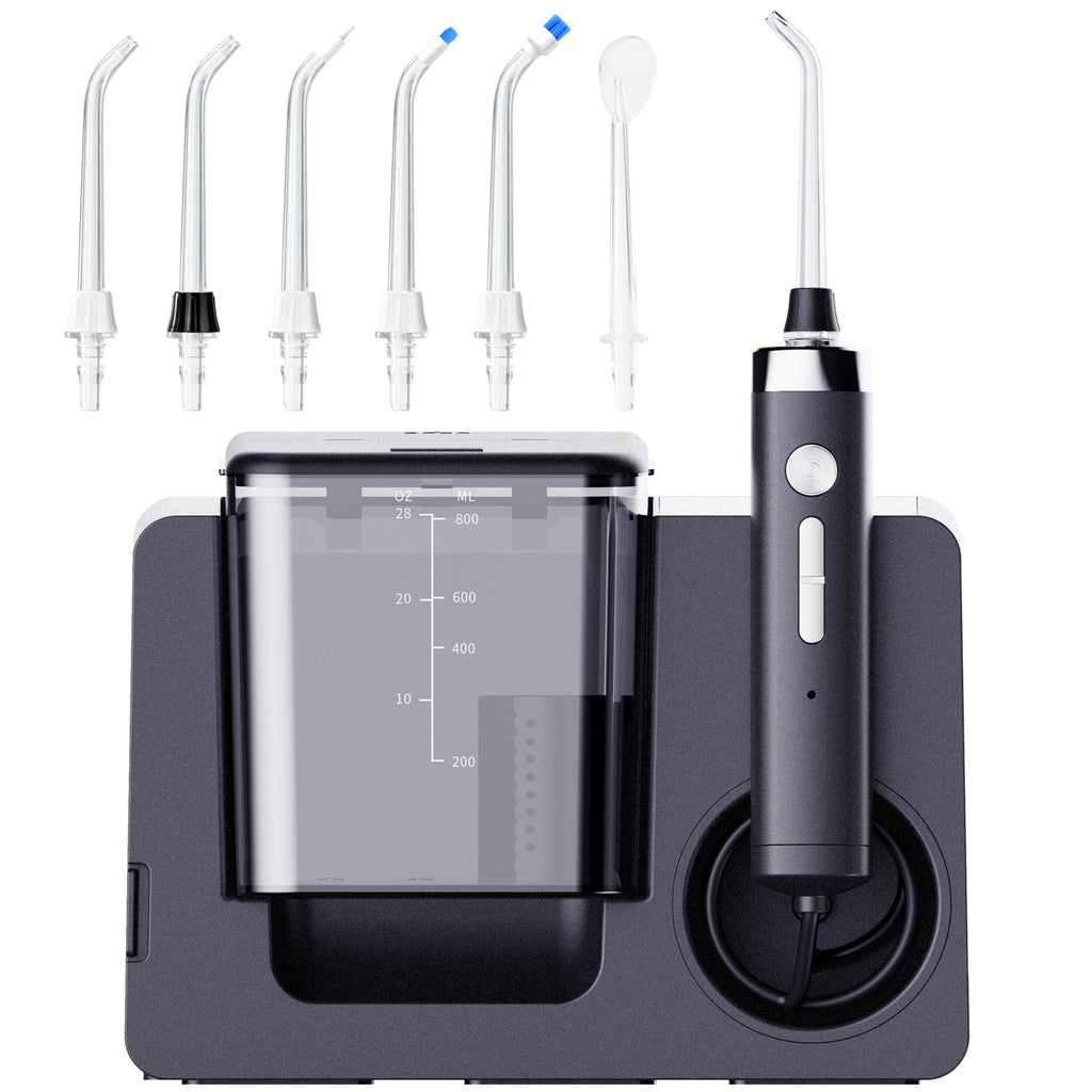 MySmile LP233 PRO 800ML Countertop Water Dental Flosser w/ Water Purifying Light Electric Power Oral Irrigator for Teeth Braces 6 Jet Tips