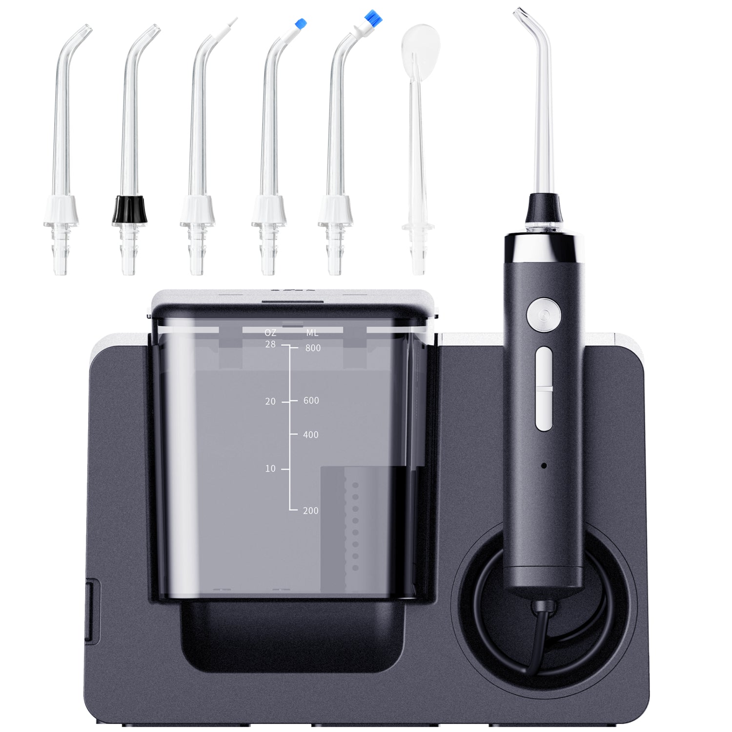 MySmile LP233 PRO 800ML Countertop Water Dental Flosser w/ Water Purifying Light Electric Power Oral Irrigator for Teeth Braces 6 Jet Tips