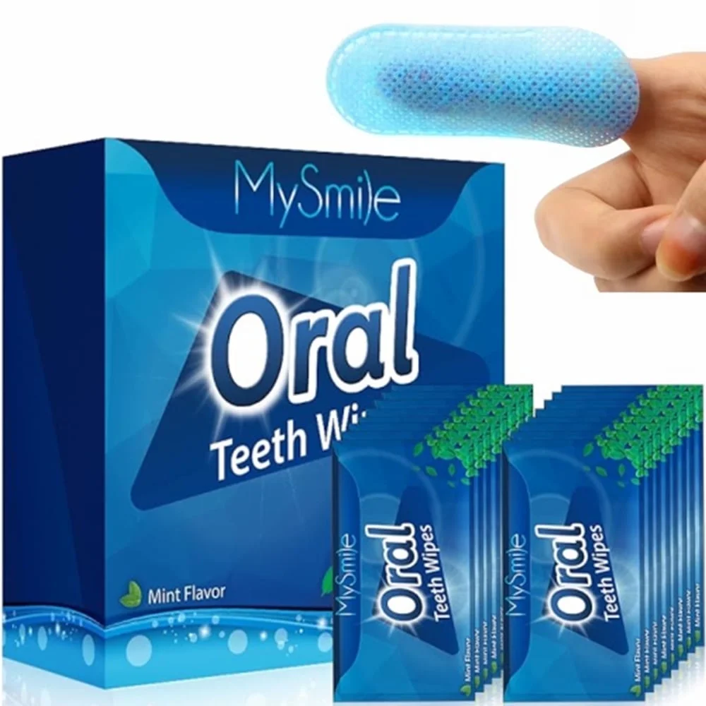 MySmile 100pc Dental Teeth Whitening Deep Clean Wipes Care Finger Brush Ups