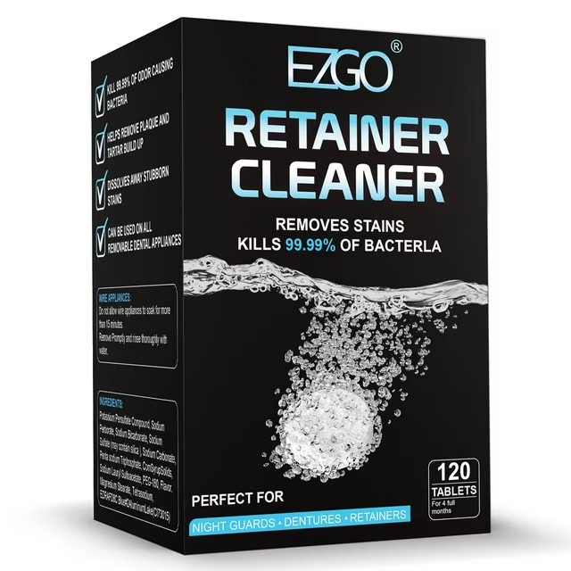 MySmile 120pc Retainer Cleaner Denture Cleaning Tablets, 3 Min Faster Denture Cleaner, Help to Remove Stains, Bad Odor, Plaque from Aligner, Invisalign, Mouth Guard, Night Guard