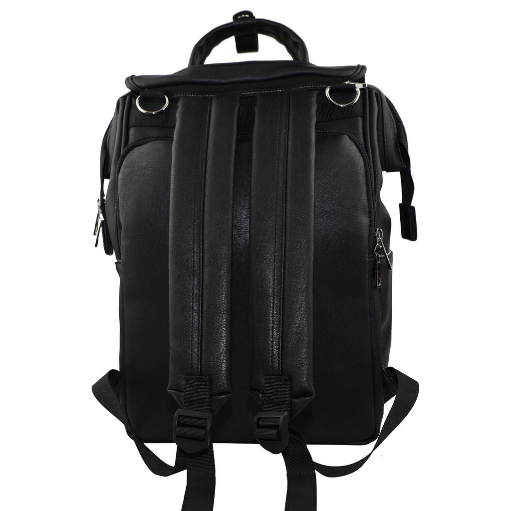 PU Leather Baby Diaper Bag Large Nappy Backpack with Changing Pad Bottler Warmer