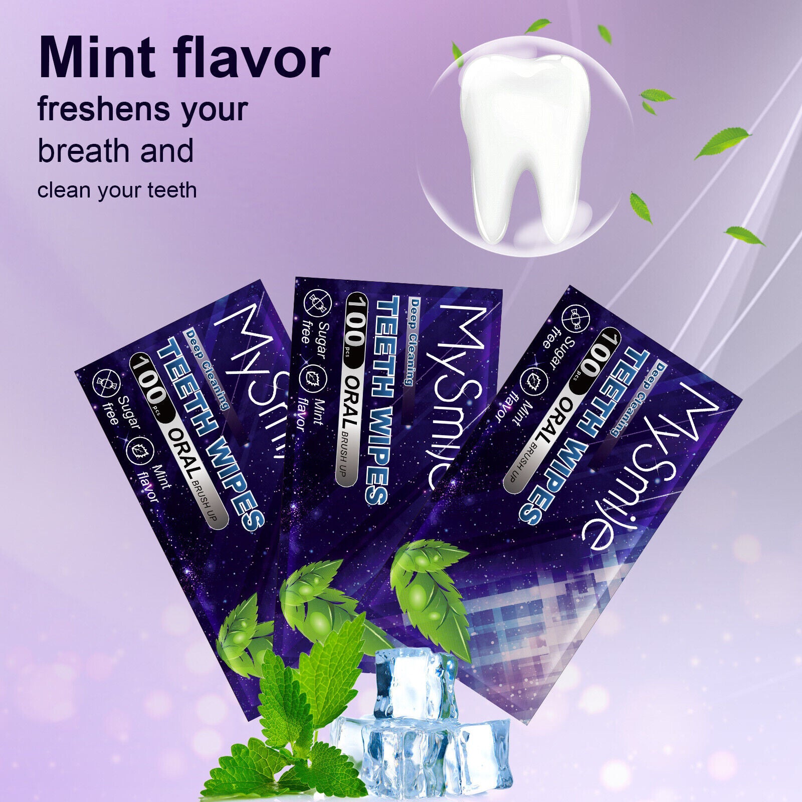 MySmile 100pc Dental Teeth Whitening Deep Clean Wipes Care Finger Brush Ups