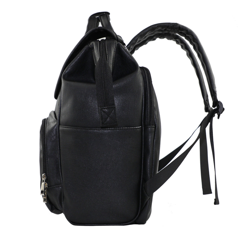 PU Leather Baby Diaper Bag Large Nappy Backpack with Changing Pad Bottler Warmer