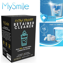 Load image into Gallery viewer, MySmile 120pc Retainer Cleaner Denture Cleaning Tablets, 3 Min Faster Denture Cleaner, Help to Remove Stains, Bad Odor, Plaque from Aligner, Invisalign, Mouth Guard, Night Guard
