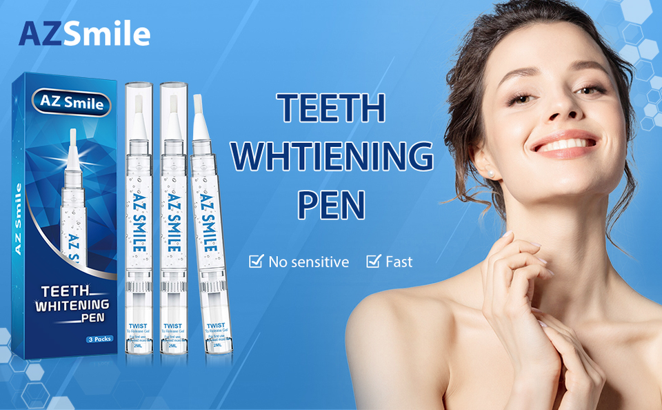 AZSmile 3PC Teeth Whitening Pen Non-sensitive Oral Gel System Stain Removal Gel
