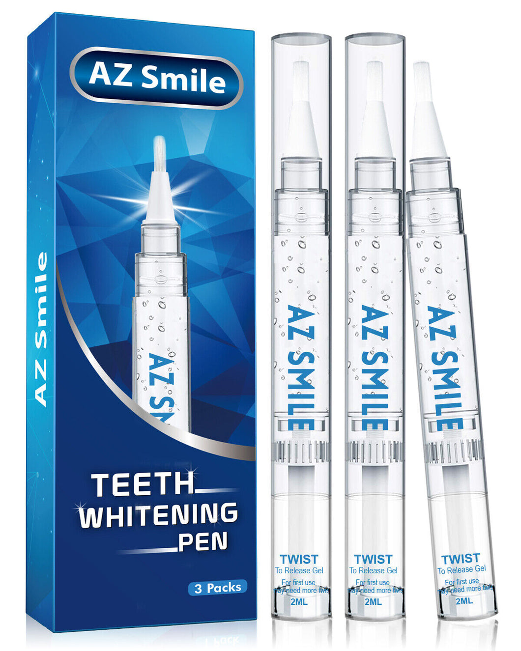 AZSmile 3PC Teeth Whitening Pen Non-sensitive Oral Gel System Stain Removal Gel