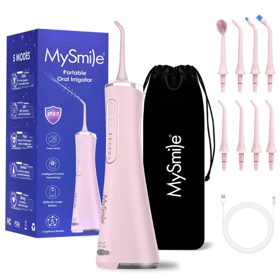 MySmile Cordless Water Dental Flosser for Teeth Oral Irrigator 5 Modes LP211